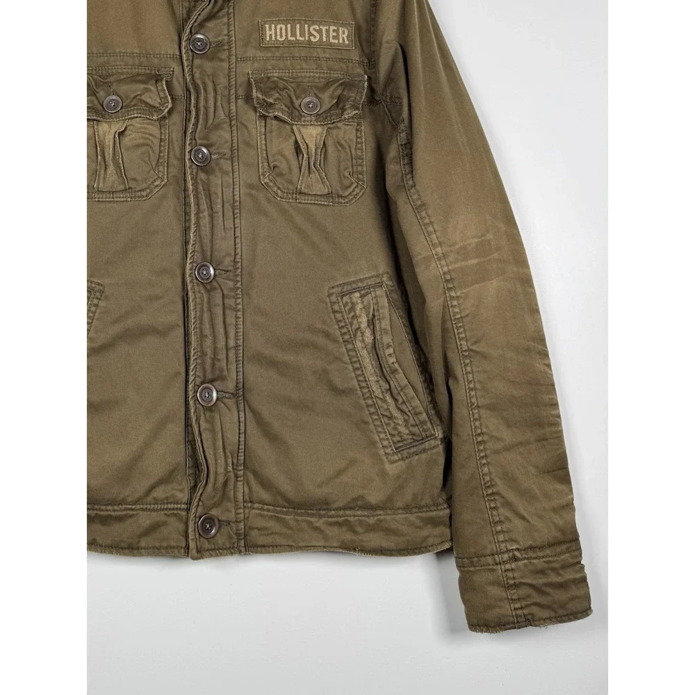 VTG Hollister Carpinteria Brown/Olive Faux Fur Lined Field Jacket L Distressed
